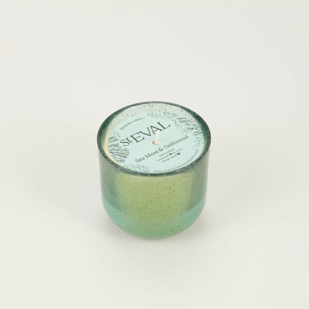 St Eval Bay Sea Moss & Driftwood, Sea Garden Glass Candle