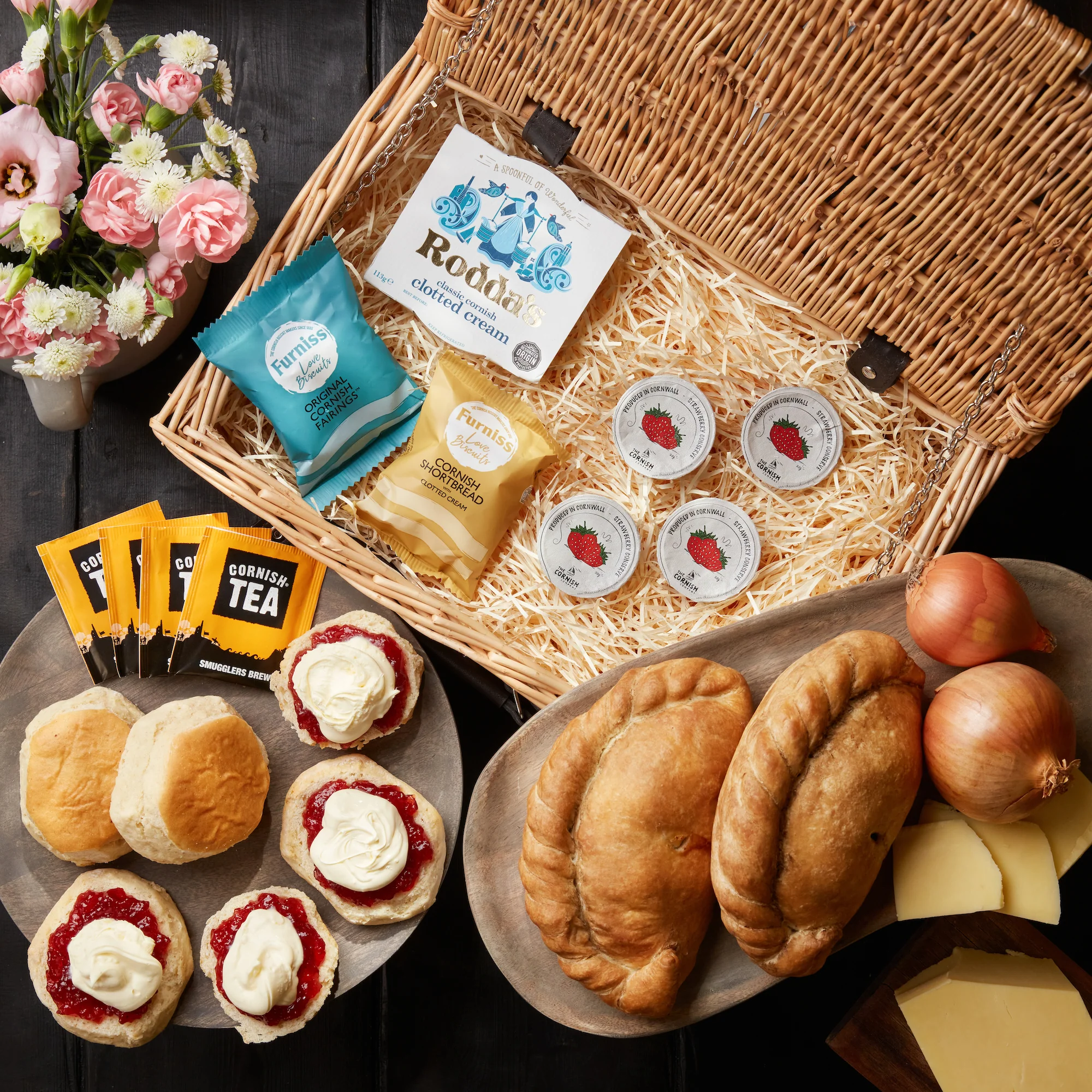 Cheese & Onion Pasty & Cream Tea Hamper - Image 3